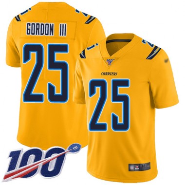Los Angeles Chargers NFL Football Melvin Gordon Gold Jersey Men Limited 25 100th Season Inverted Legend